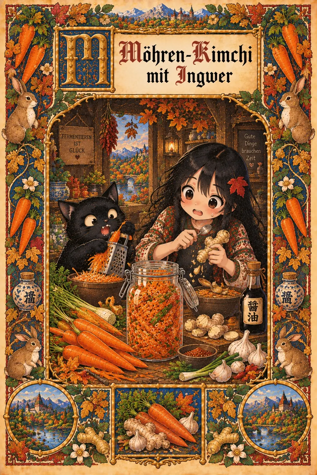 Buchmalerei zum Rezept „Möhren-Ingwer-Kimchi“