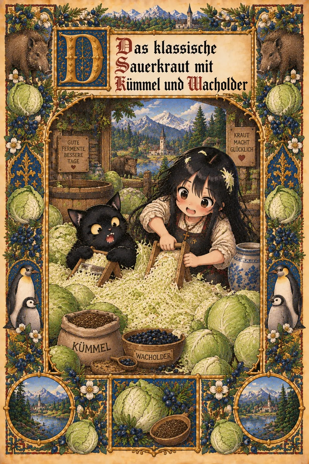 Buchmalerei zum Rezept „Klassisches Sauerkraut mit Kümmel“