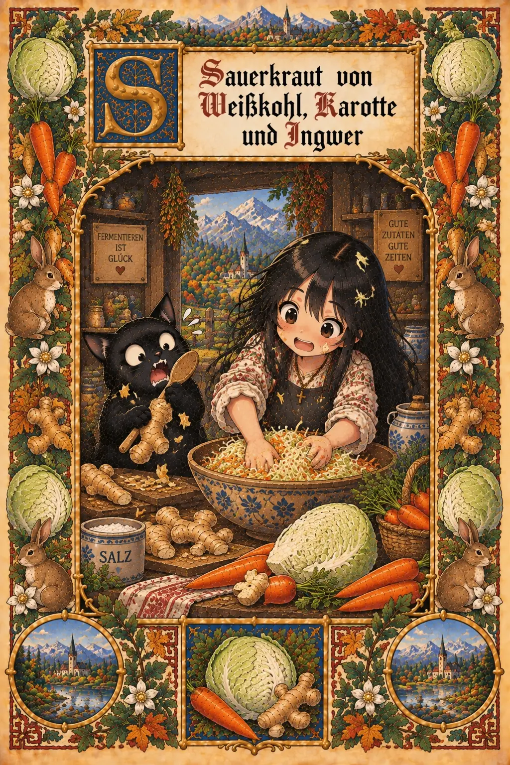 Buchmalerei zum Rezept „Sauerkraut mit Karotte und Ingwer“