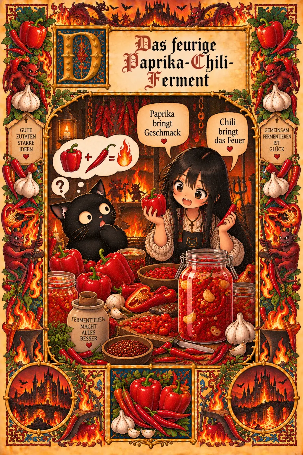 Buchmalerei zum Rezept „Paprika-Chili-Ferment“
