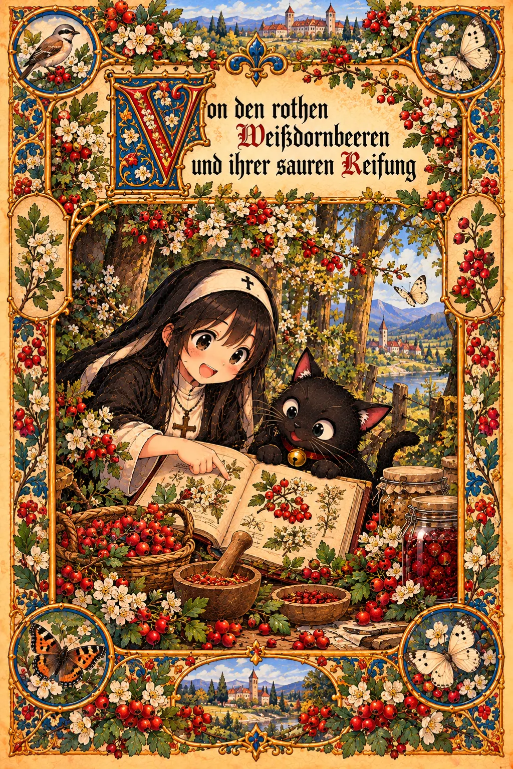 Buchmalerei zum Rezept „Fermentierte Weißdornbeeren (Wilde Würze)“