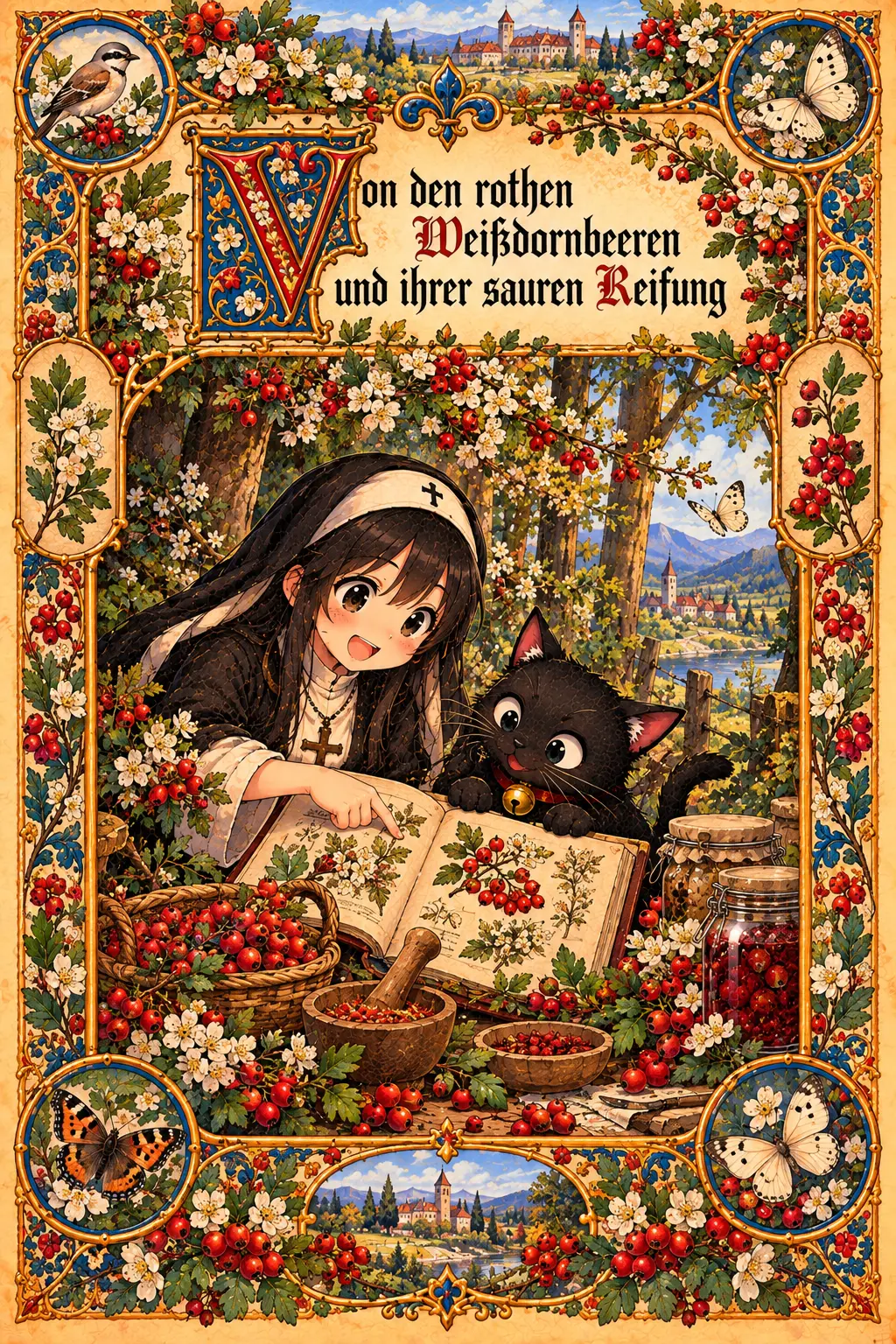 Buchmalerei zum Rezept „Fermentierte Weißdornbeeren (Wilde Würze)“