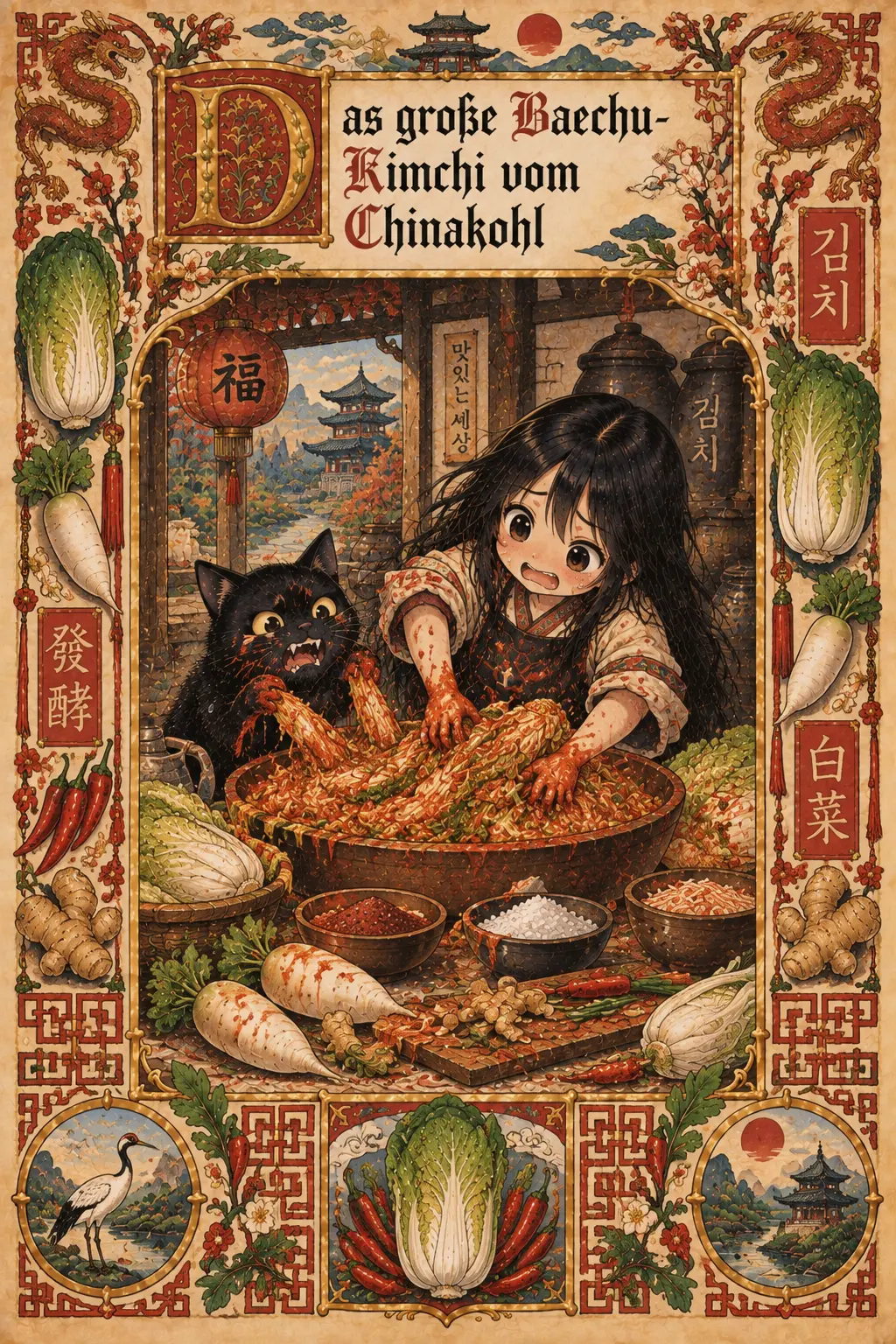 Buchmalerei zum Rezept „Klassisches Baechu-Kimchi (Chinakohl-Kimchi)“